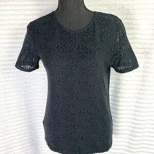 Vintage Black Sheer Lace Blouse – Gothic Boho Top (Size M)
